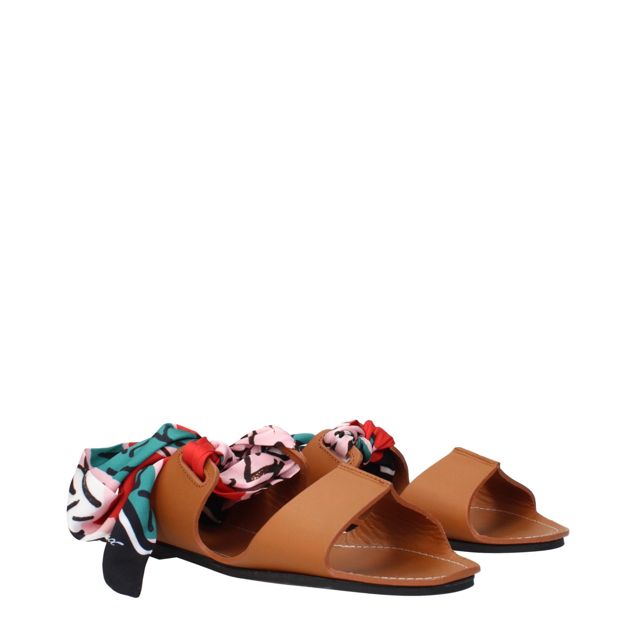 Max Mara Brown Leather Flat Sandals
