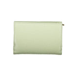 Back view of Coccinelle green leather women wallet showcasing textured leather finish and clean stitching.