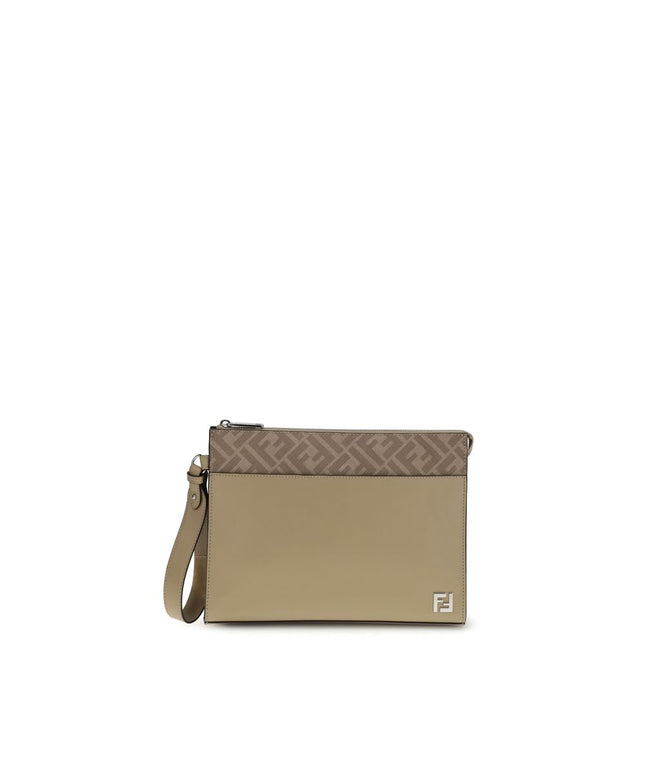 Fendi Leather and FF canvas Clutch