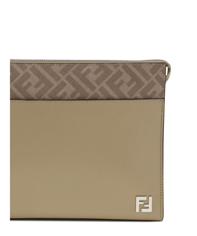 Fendi Leather and FF canvas Clutch