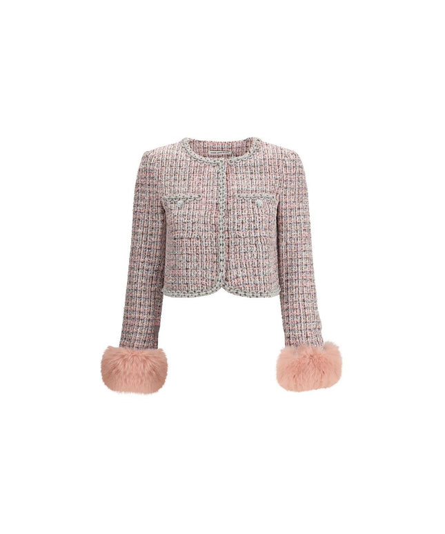 Self-Portrait Bouclé fur cuffed Jacket