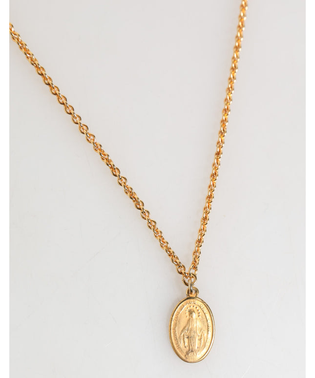 Dolce & Gabbana Gold Medallion Metal Chain Charm Men Pendant Necklace