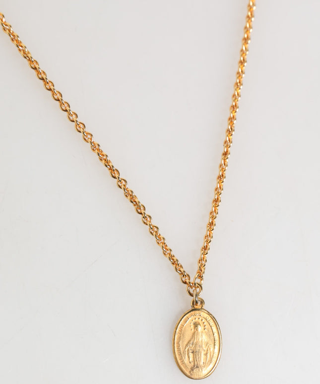 Dolce & Gabbana Gold Medallion Metal Chain Charm Men Pendant Necklace