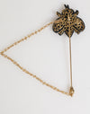 Dolce & Gabbana Lapel Pin Gold Brass Black Crystal Bee Accessories Brooch