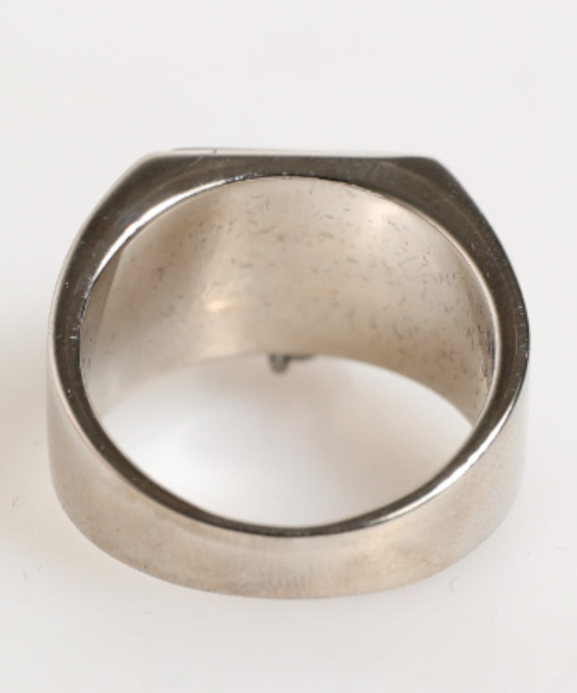Dolce & Gabbana Silver Tone Pyramid DG Logo Real Brass Ring