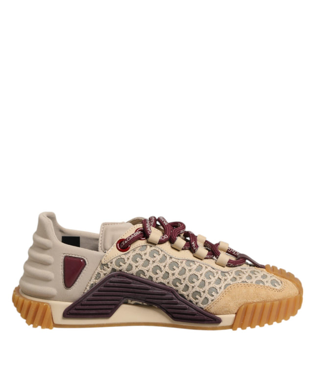 Dolce & Gabbana Beige Neoprene DG Logo NS1 Lace Sneakers Shoes