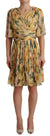 Dolce & Gabbana Yellow Floral Print Pleated Maxi Dress