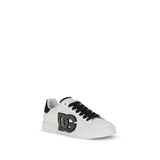 Dolce & Gabbana White Calf Leather Bos Taurus Low Top Sneakers