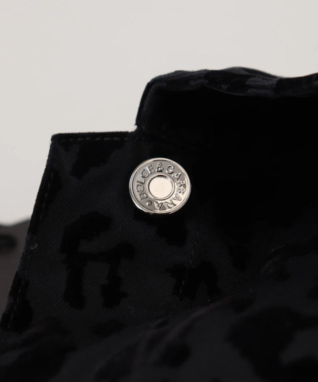 Dolce & Gabbana Cotton Black Leopard Long Sleeve Denim Jacket