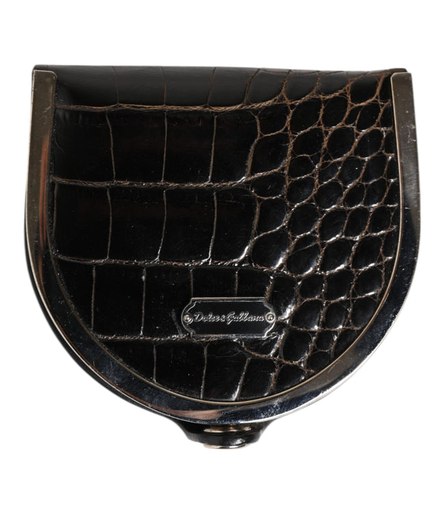 Dolce & Gabbana Black Polished Crocodile Leather Mens Coin Purse Wallet