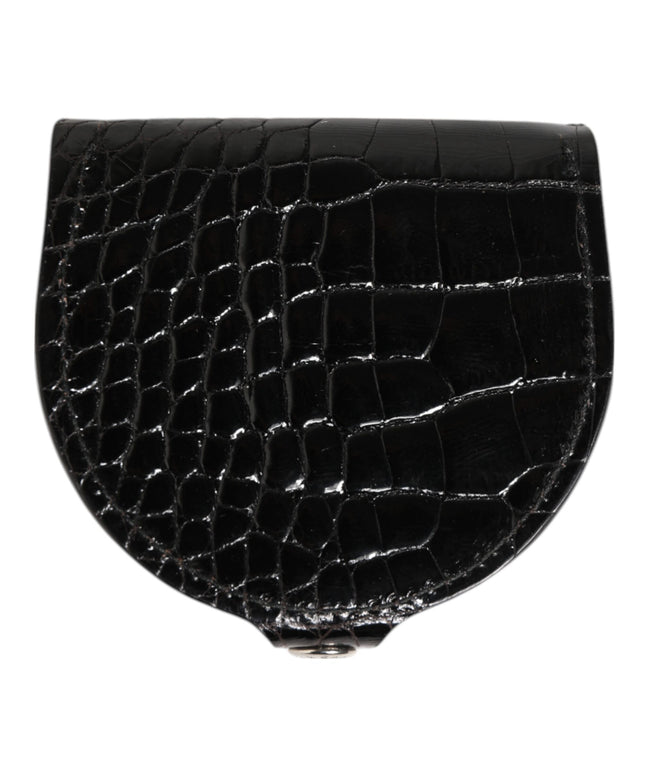Dolce & Gabbana Black Polished Crocodile Leather Mens Coin Purse Wallet