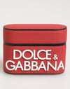 Dolce & Gabbana Red White Silicone Embossed Logo Accessory Airpods Case