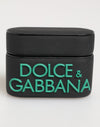Dolce & Gabbana Black Mint Rubber Logo Embossed AccessoryAirpods Case