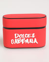 Dolce & Gabbana Red PVC DG Logo Embossed Men Flip HolderAirpods Case