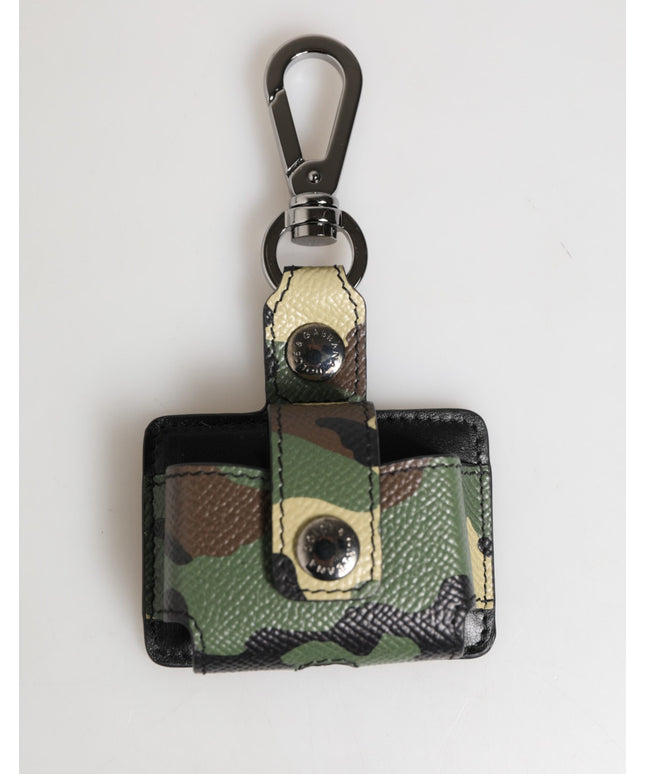 Dolce & Gabbana Multicolor Camouflage Leather Metal Accessory  Airpods Case