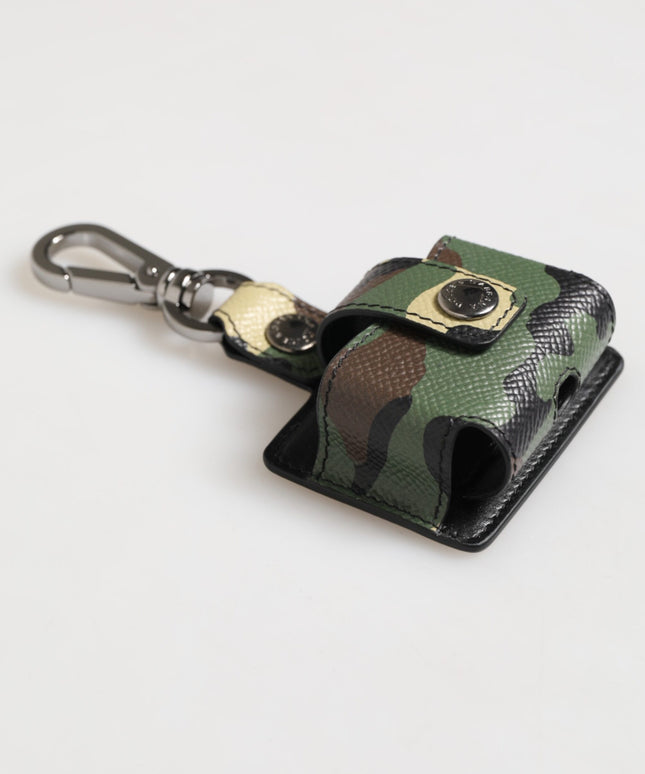 Dolce & Gabbana Multicolor Camouflage Leather Metal Accessory  Airpods Case