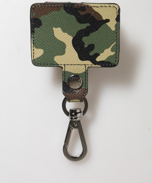 Dolce & Gabbana Multicolor Camouflage Leather Metal Accessory  Airpods Case