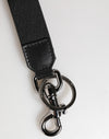 Dolce & Gabbana Black Red Logo Polyester Brass Holder Keychain Keyring