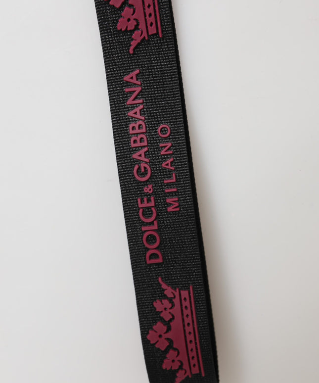 Dolce & Gabbana Black Burgundy Nylon DG Logo Crown Holder Keychain Keyring