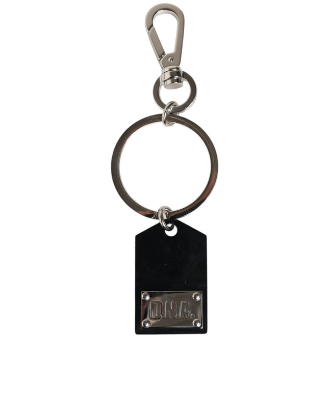 Dolce & Gabbana Black Sint Glass Plaque DG Logo Metal PlateKeychain Keyring