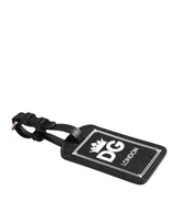 Dolce & Gabbana Black Textured Leather DG Logo Travel Luggage Tag Keyring