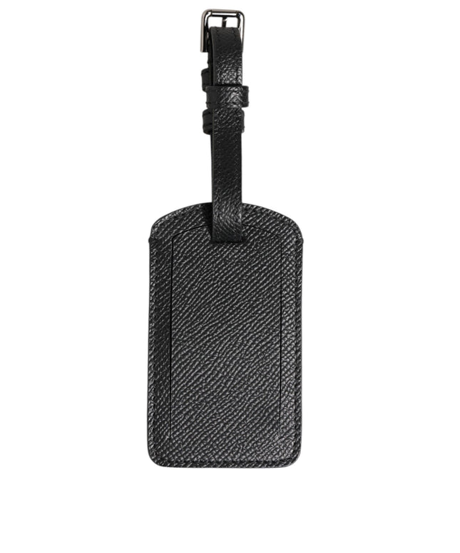 Dolce & Gabbana Black Textured Leather DG Logo Travel Luggage Tag Keyring