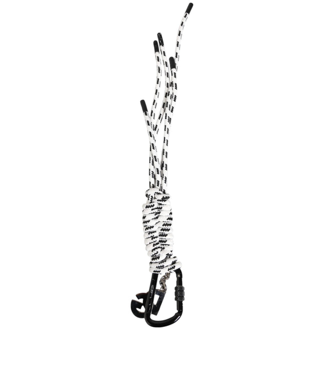 Dolce & Gabbana Black White Polyester Tape String DG Logo Keychain Keyring