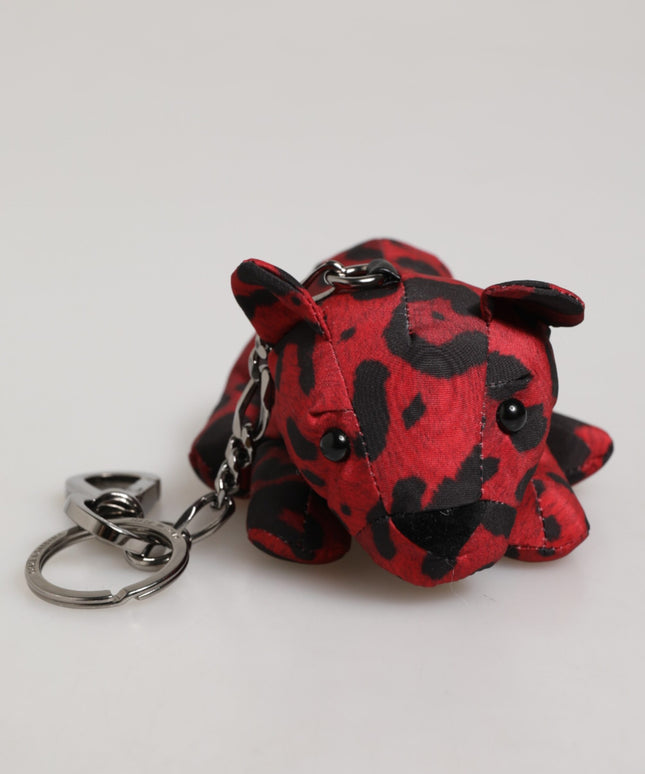Dolce & Gabbana Red Black Polyester Animal Silhouette Bag Keychain Keyring
