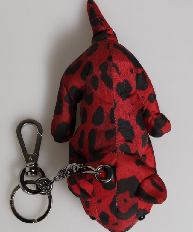 Dolce & Gabbana Red Black Polyester Animal Silhouette Bag Keychain Keyring