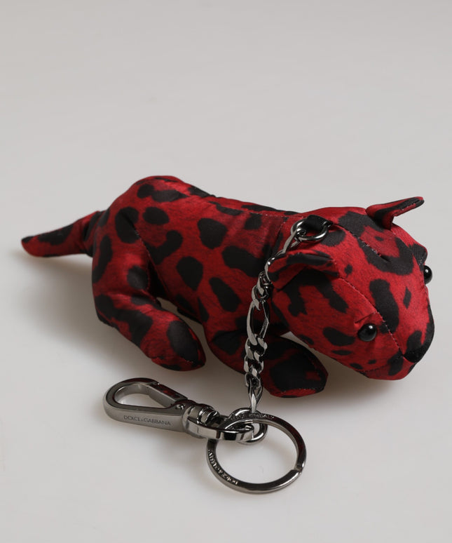 Dolce & Gabbana Red Black Polyester Animal Silhouette Bag Keychain Keyring