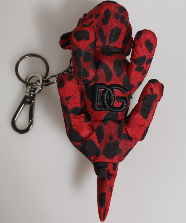 Dolce & Gabbana Red Black Polyester Animal Silhouette Bag Keychain Keyring