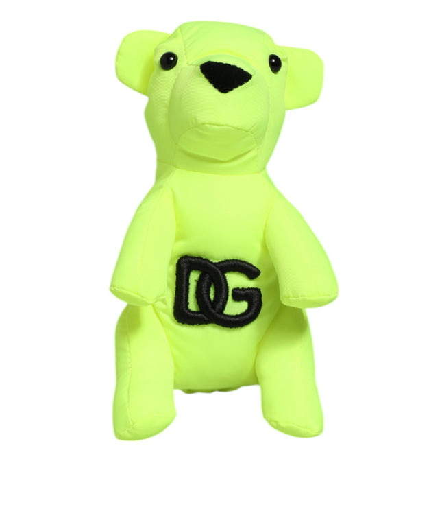 Dolce & Gabbana Neon Green Bear Embroidered Logo Men Keychain Clasp  Keyring