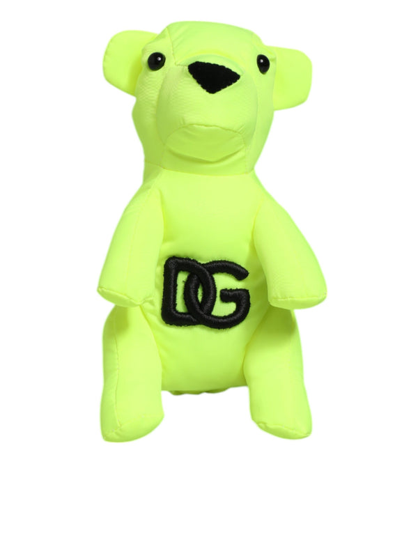 Dolce & Gabbana Neon Green Bear Embroidered Logo Men Keychain ClaspKeyring
