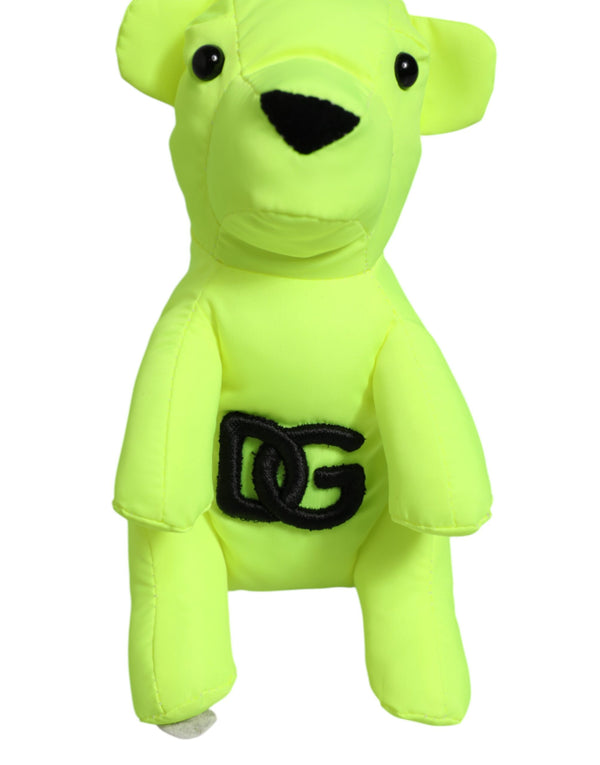Dolce & Gabbana Neon Green Bear Embroidered Logo Men Keychain ClaspKeyring
