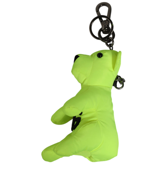 Dolce & Gabbana Neon Green Bear Embroidered Logo Men Keychain Clasp  Keyring