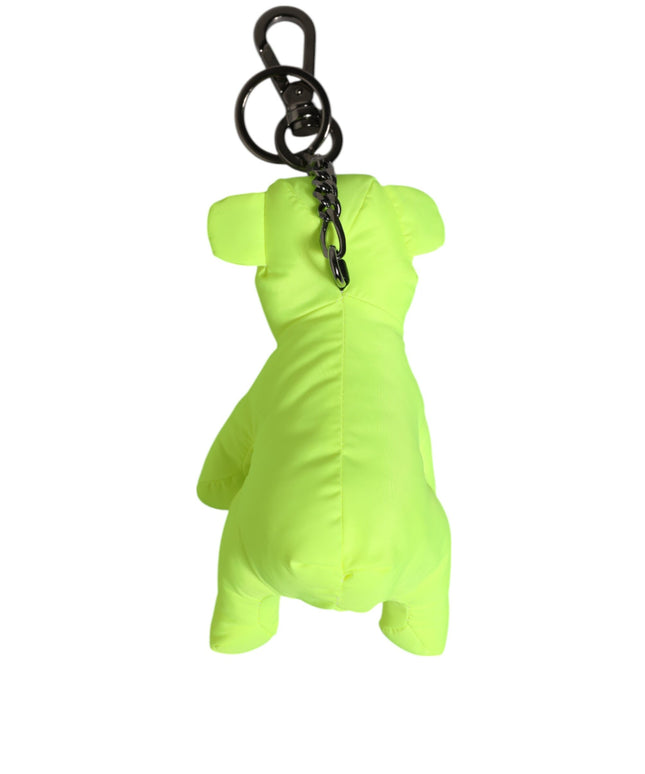 Dolce & Gabbana Neon Green Bear Embroidered Logo Men Keychain Clasp  Keyring