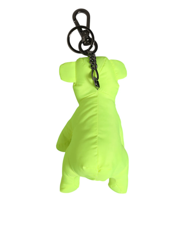 Dolce & Gabbana Neon Green Bear Embroidered Logo Men Keychain ClaspKeyring