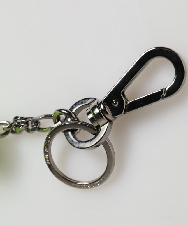 Dolce & Gabbana Neon Green Bear Embroidered Logo Men Keychain Clasp  Keyring