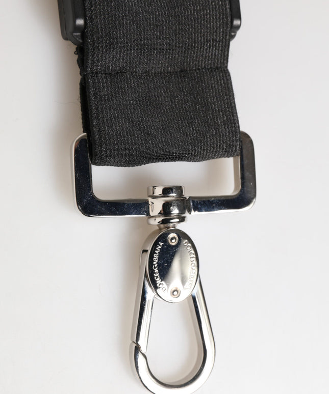 Dolce & Gabbana Black Polyester Stretch Rubberised DG Logo Men Keychain