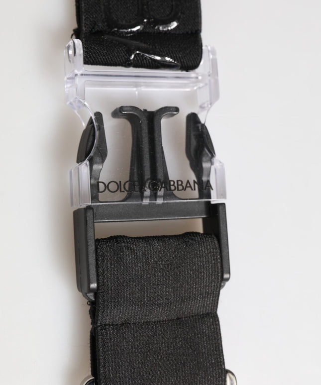 Dolce & Gabbana Black Polyester Stretch Rubberised DG Logo Men Keychain