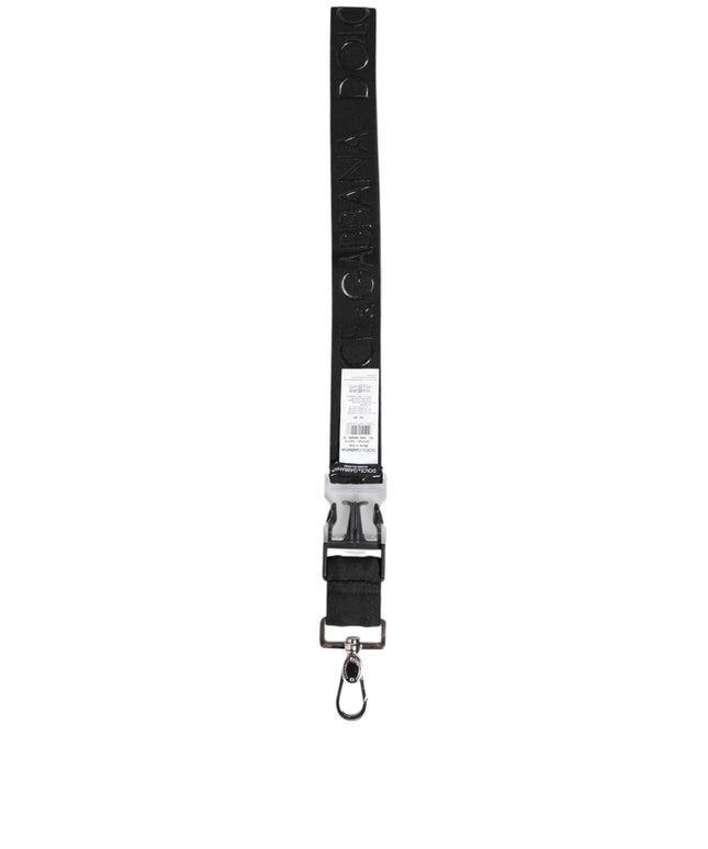 Dolce & Gabbana Black Polyester Stretch Rubberised DG Logo Men Keychain