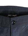 Dolce & Gabbana Navy Blue Polyester Pinstripe Men Shorts Swimwear