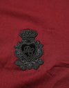 Dolce & Gabbana Bordeaux Red Cotton Crest Logo Patch T-Shirt