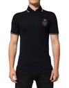 Dolce & Gabbana Navy Blue Cotton Crown Crest Logo Men T-Shirt