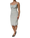 Dolce & Gabbana Light Blue Silk Lace Midi Bodycon Slip Dress