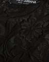Dolce & Gabbana Black Silk Lace Trim Long Sleeves Blouse Top
