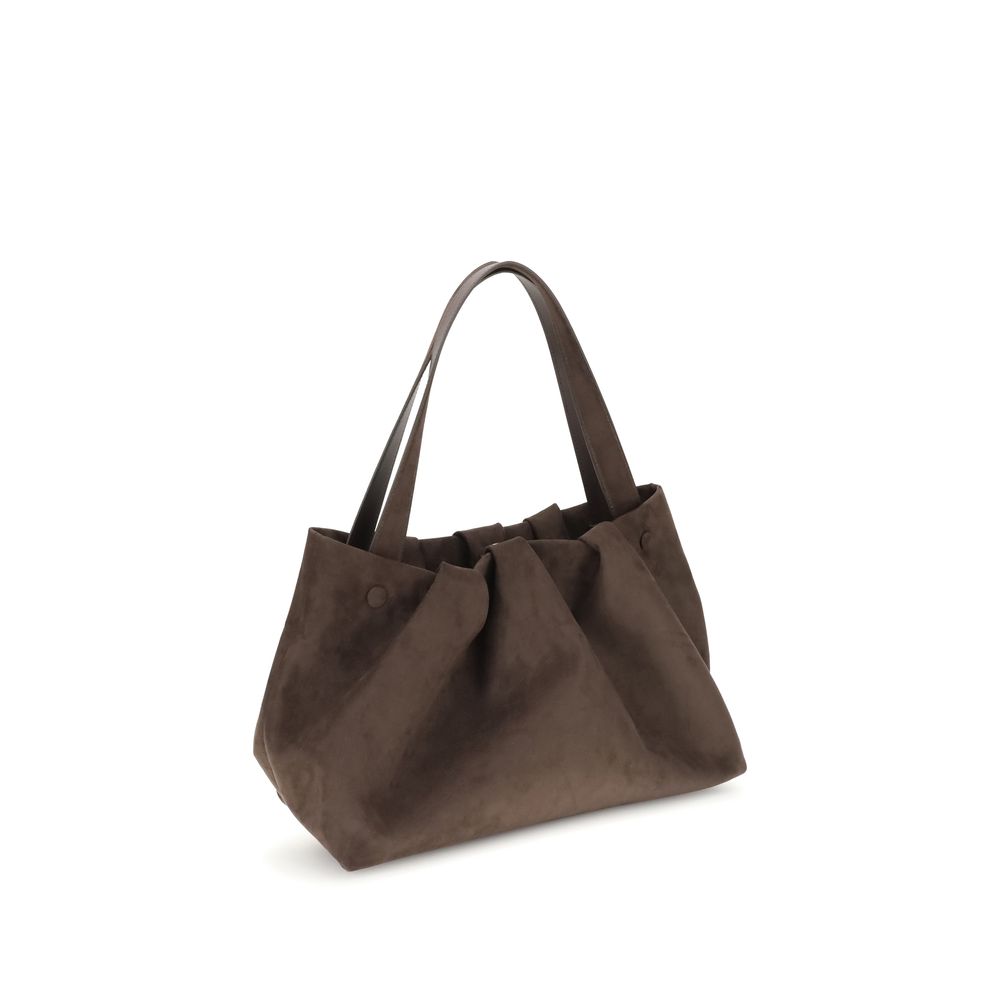 Angled view of THEMOIRè Athena Shoulder Bag highlighting its elegant pleated design and spacious interior for women’s daily essentials.