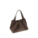 Angled view of THEMOIRè Athena Shoulder Bag highlighting its elegant pleated design and spacious interior for women’s daily essentials.
