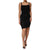 Laneus Black Square Neck Bodycon Ruched Mini Dress
