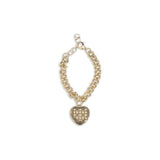 Back view of Valentino Garavani Coeur Royal chain bracelet showcasing intricate gold heart charm design, perfect for elegant jewellery collections.